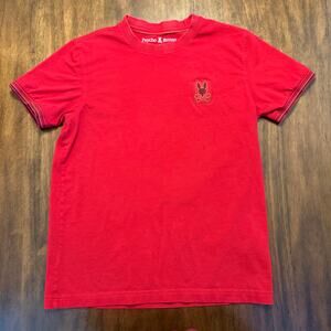 Psycho Bunny T-Shirt Red Pima Cotton Mens Size XS (3) Skull Bunny Logo